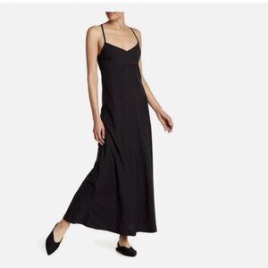 Theory Haranna Linen Blend Black Maxi Dress Size 2